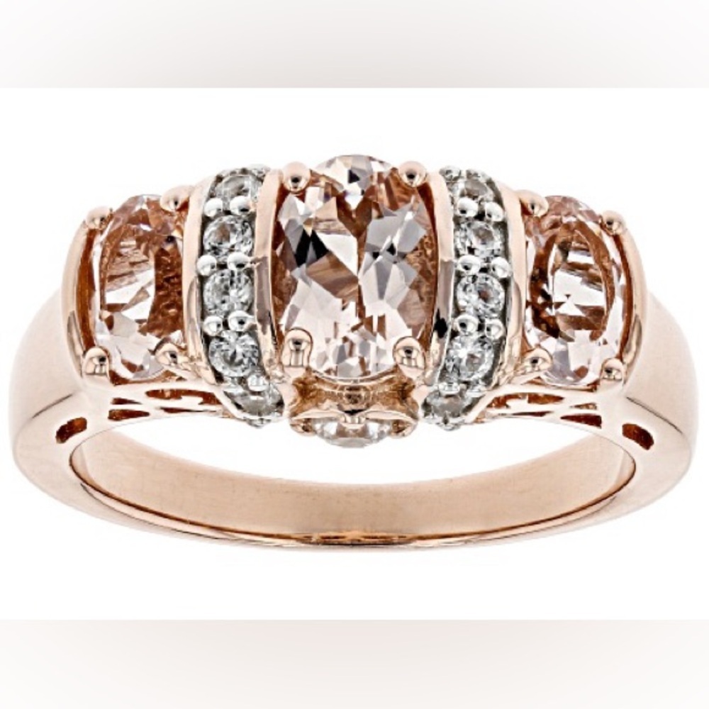 Peach morganite 18k rose gold over silver ring 1.63ctw size 6